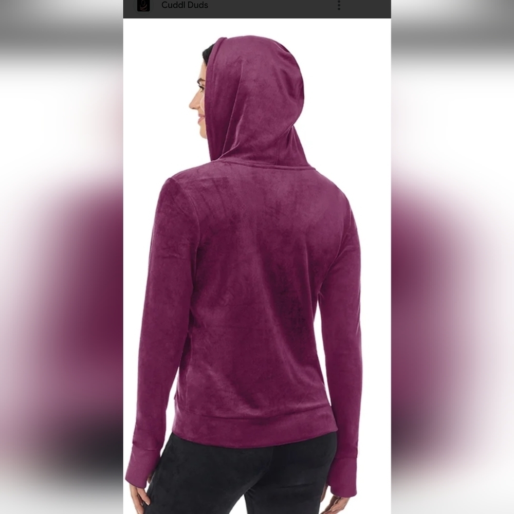 Cuddl Duds Fuchsia Plush Hoodie Size S - Picture 2 of 9